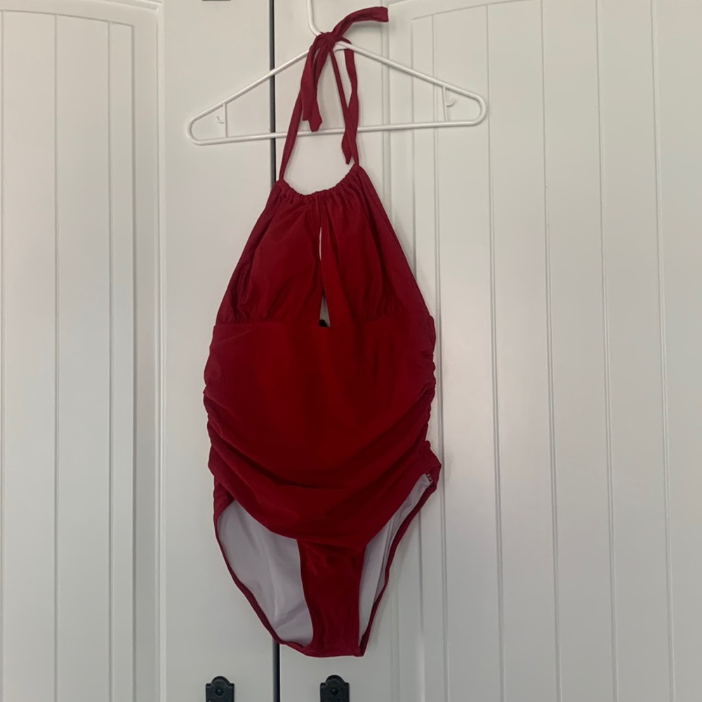 Dark Red Swimsuit One-Piece, size L, fits like XL